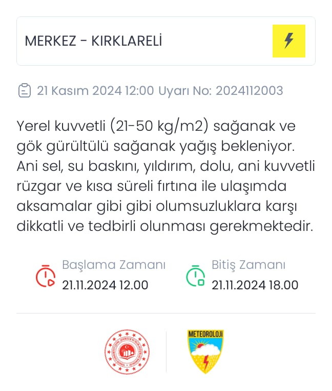 METEOROLOJİK UYARI